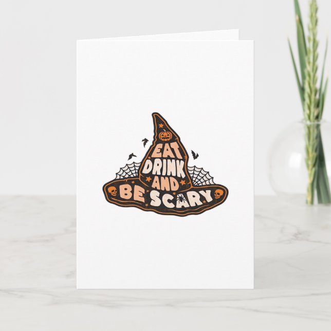 Eat Drink And Be Scary Witch Hat Aesthetic Casual Kort (Framsida)