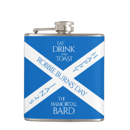 Eat Drink and Toast Robbie Burns Scottish Flagga Fickplunta