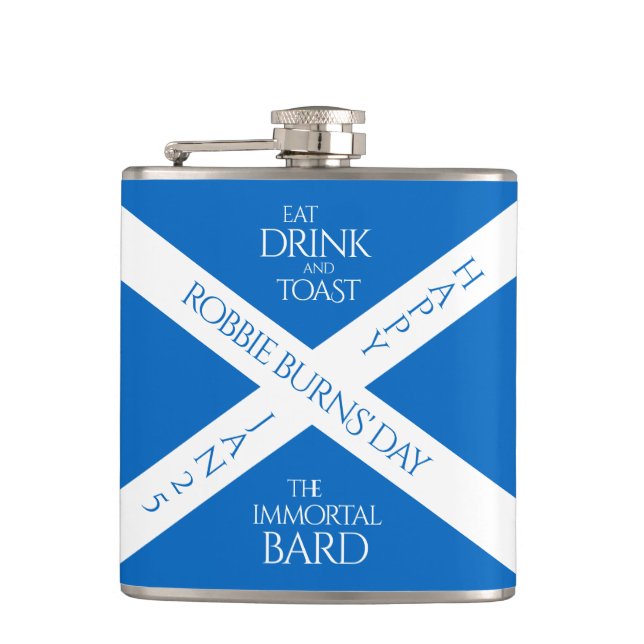 Eat Drink and Toast Robbie Burns Scottish Flagga Fickplunta (Framsidan)