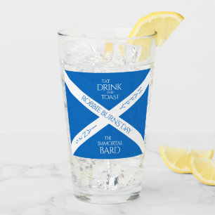 Eat Drink and Toast Robbie Burns Scottish Flagga Glaskopp