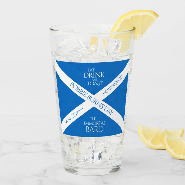 Eat Drink and Toast Robbie Burns Scottish Flagga Glaskopp (Bakside Is)