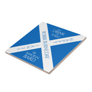 Eat Drink and Toast Robbie Burns Scottish Flagga Kakelplatta