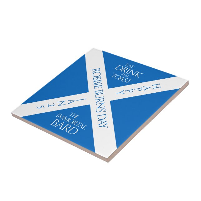 Eat Drink and Toast Robbie Burns Scottish Flagga Kakelplatta (Sidan)