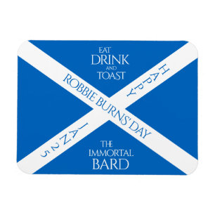 Eat Drink and Toast Robbie Burns Scottish Flagga Magnet