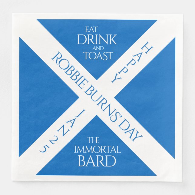 Eat Drink and Toast Robbie Burns Scottish Flagga Pappersservett (Framsida)