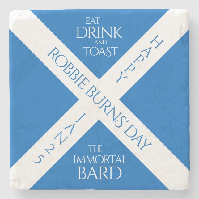 Eat Drink and Toast Robbie Burns Scottish Flagga Stenunderlägg (Framsidan)