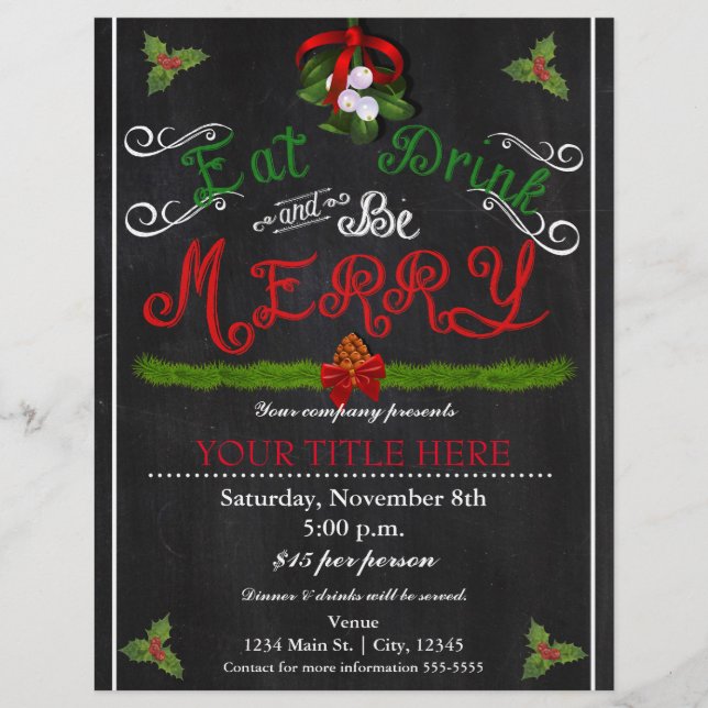 EAT DRINK BE God jul Chalk Party Flyer (Framsidan)