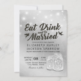 EAT Drink & be Married Bröllop Mason Burk Ljus Inbjudningar
