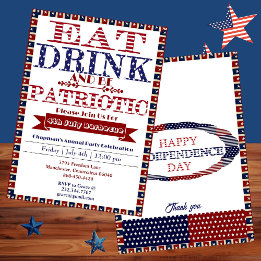 Eat Drink & Be Patriotic 4 juli Barbecue Party Inbjudningar