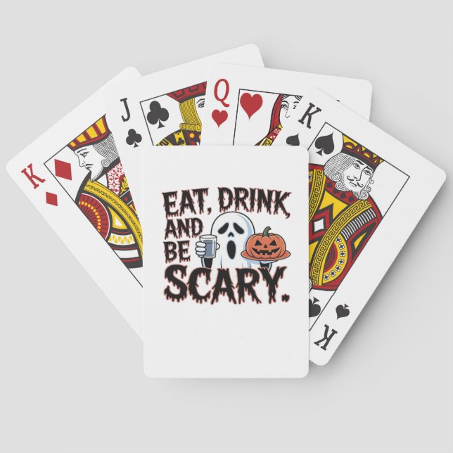 Eat Drink Be Scary Halloween Pumpkin Creative Styl Casinokort (Baksidan)