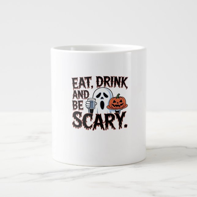 Eat Drink Be Scary Halloween Pumpkin Creative Styl Jumbo Mugg (Framsidan)