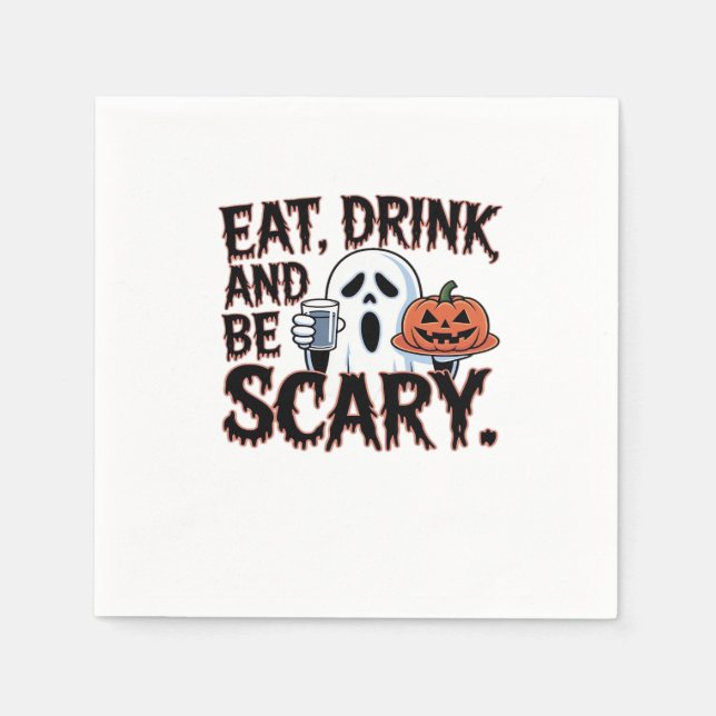 Eat Drink Be Scary Halloween Pumpkin Creative Styl Pappersservett (Framsidan)