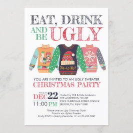 Eat Drink Be Ugly Sweater Julfest Inbjudningar