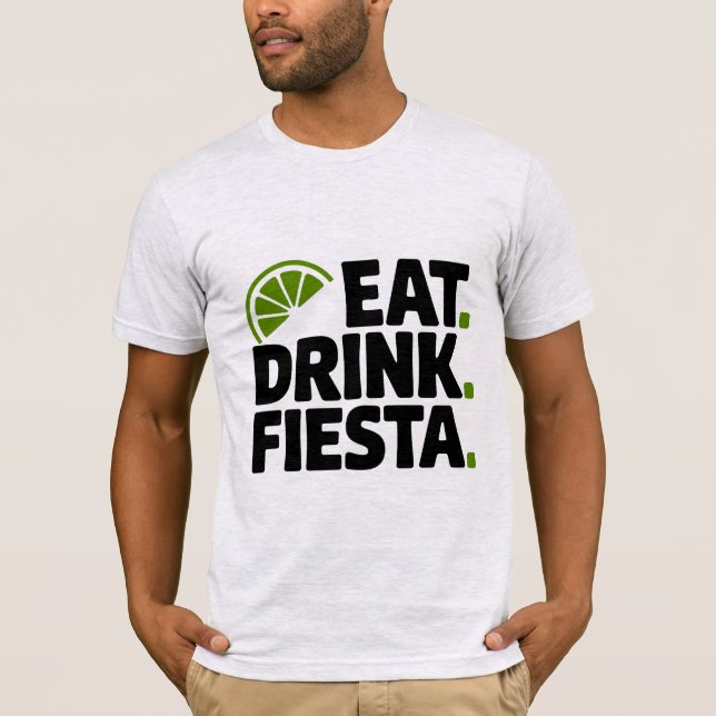Eat Drink Fiesta Minimal Retro T-Shirt (Framsida)
