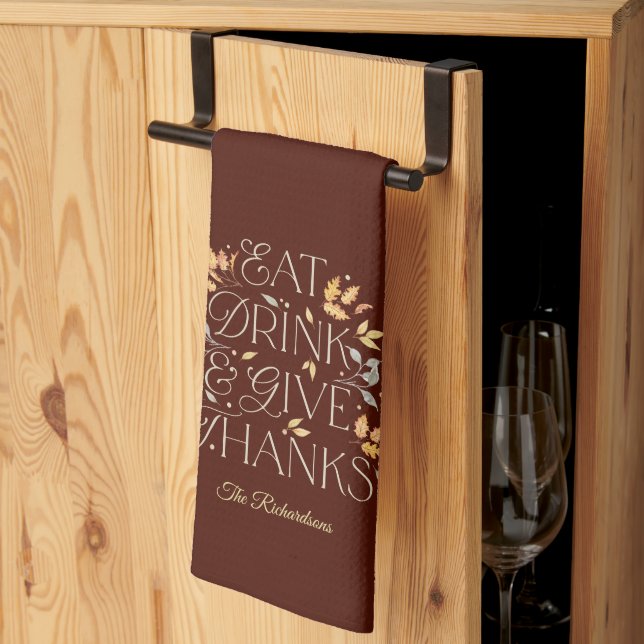 Eat Drink Ge Tack Thanksgiving Kitchen Towel Kökshandduk (Thirds Fold)