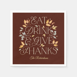 Eat Drink Ge Tack Thanksgiving Party Napkins Pappersservett