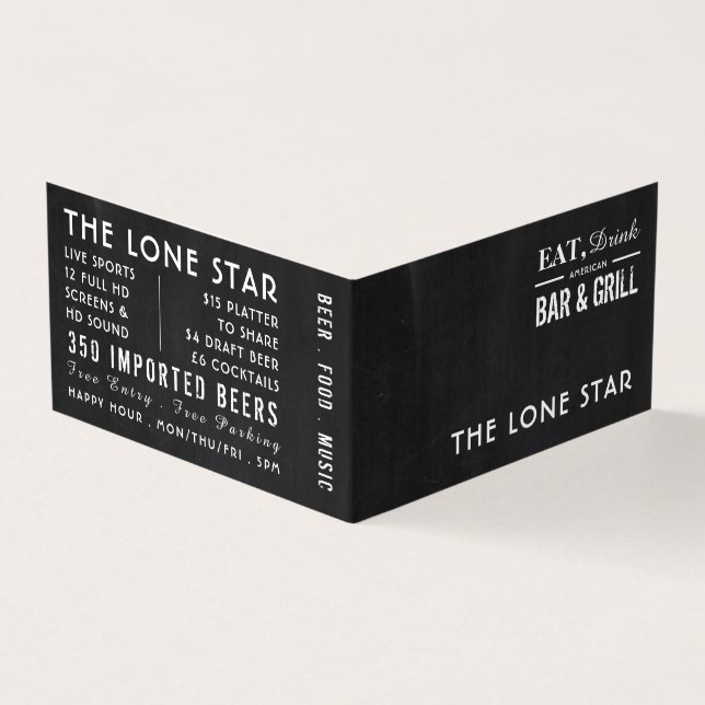 Eat, Drink-kartong, Pub/Brewery, detaljerat Visitkort (Utsida)