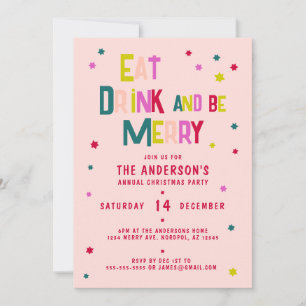 EAT DRINK och vara MERRY Personlig Rosa Inbjudningar