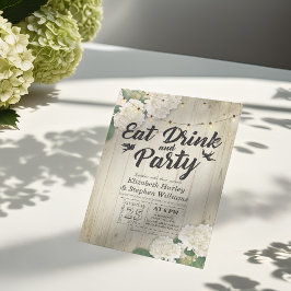 EAT Drink & Party Bröllop Flower Wood String Light Inbjudningar