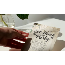 EAT Drink & Party Bröllop Flower Wood String Light Inbjudningar