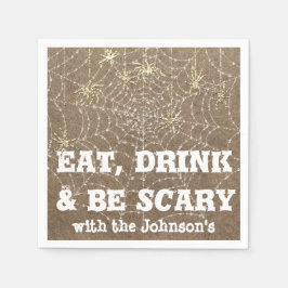 Eat Drink Scary Spider Halloween Kraft Webben Bron Pappersservett