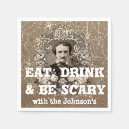 Eat Drink Scary Spider Halloween Kraft Webben Horr Pappersservett