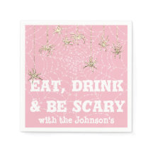 Eat Drink Scary Spider Halloween Rosa Webben Guld