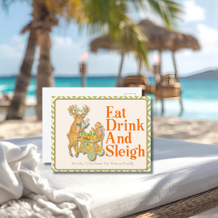 Eat Drink Sleigh Tropical jul Chinoiserie Helg Vykort