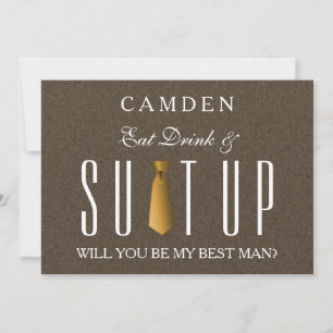 Eat Drink & Suitup Guld Kommer du att bli min Best Inbjudningar