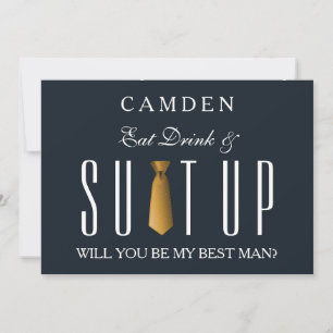 Eat Drink & Suitup Guld Kommer du att bli min Best Inbjudningar