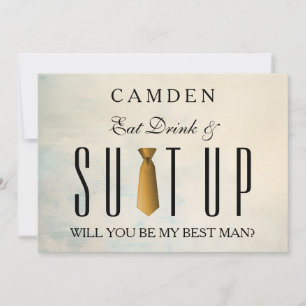 Eat Drink & Suitup Guld Kommer du att bli min Best Inbjudningar