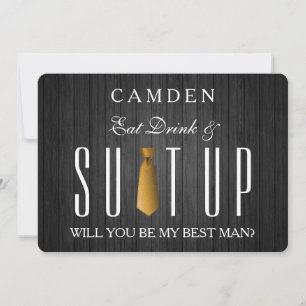 Eat Drink & Suitup Guld Kommer du att bli min Best Inbjudningar