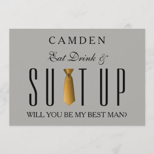 Eat Drink & Suitup Guld Kommer du att bli min Best Inbjudningar