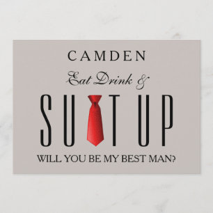Eat Drink & Suitup Red... Du blir min Bestman Inbjudningar