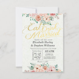EAT-dryck och bjud in Blommigt bröllopsinbjudan Inbjudningar