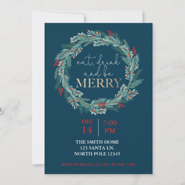 Eat, dryck och var God jul Party I Inbjudningar (Framsida)