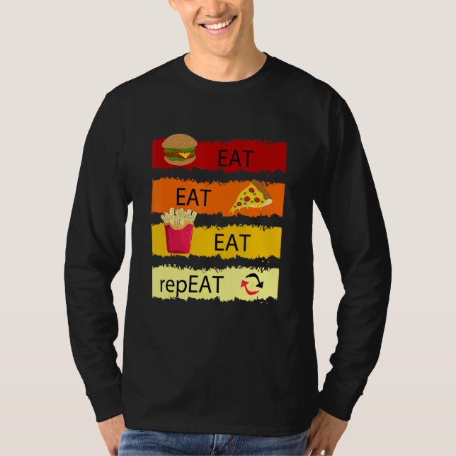 Eat Eat Repeat Hamburger Cheeseburger Graphic T Shirt (Framsida)
