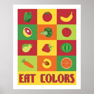 Eat Färg Frukt och poster av grönsaker
