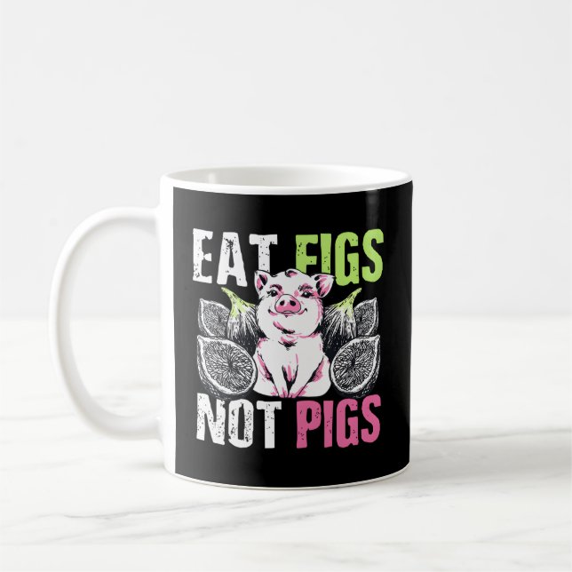 Eat Figs Not Grisar Vegan Herbivore Pun Quote Kaffemugg (Vänster)