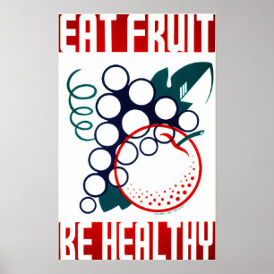 EAT FRUIT är ett hälsosamt amerikanskt konstproj Poster