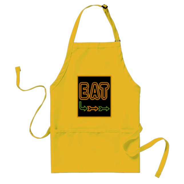 Eat Funny Retro Restaurant Neon BBQ Apron Förkläde (Framsidan)