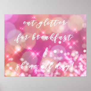 Eat glitter   Skuggkort för glamorös Rosa Sparkles Poster