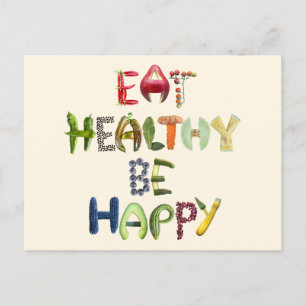 Eat Healthy BE Lycklig - Fruit and Veggies Vykort