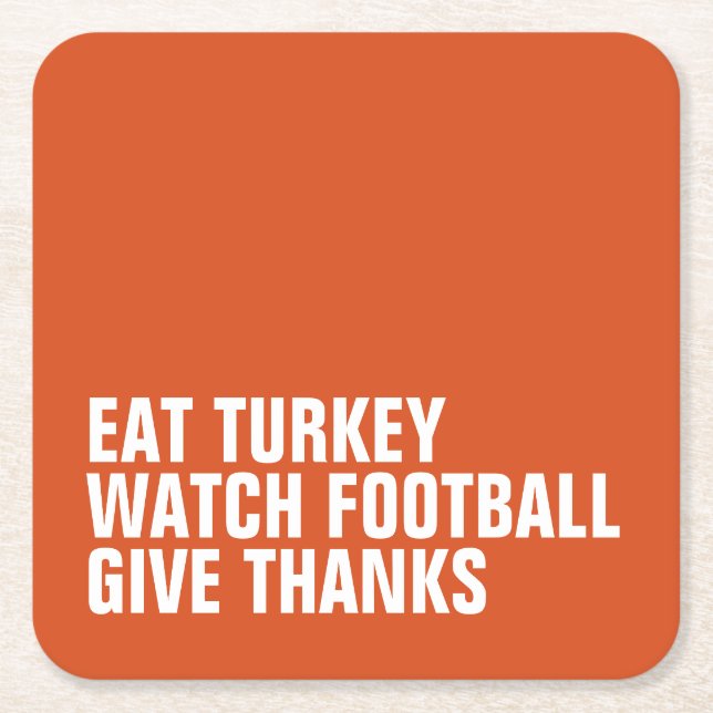 Eat-kalkonklockan fotboll ge tack Thanksgiving Underlägg Papper Kvadrat (Framsidan)