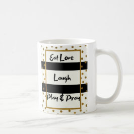 Eat kärlek skrattar för att spela svart guld dots kaffemugg