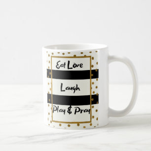 Eat kärlek skrattar för att spela svart guld dots kaffemugg