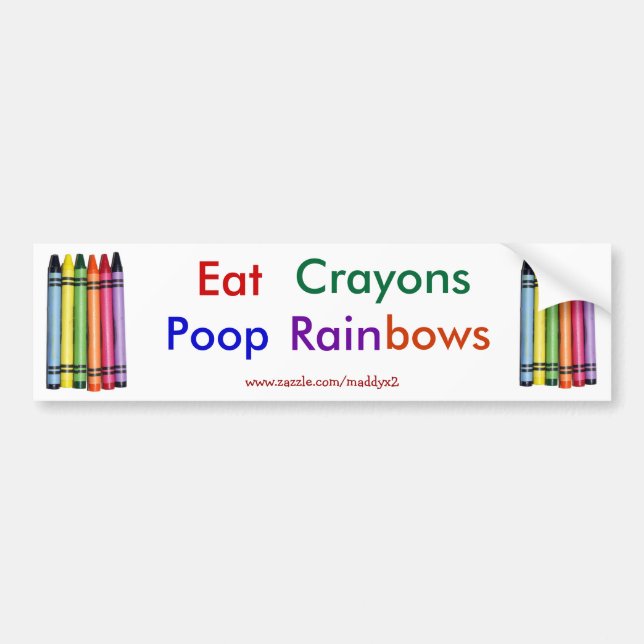 Eat Kritor Poop Rainbows Bumper Sticker Bildekal (Framsidan)