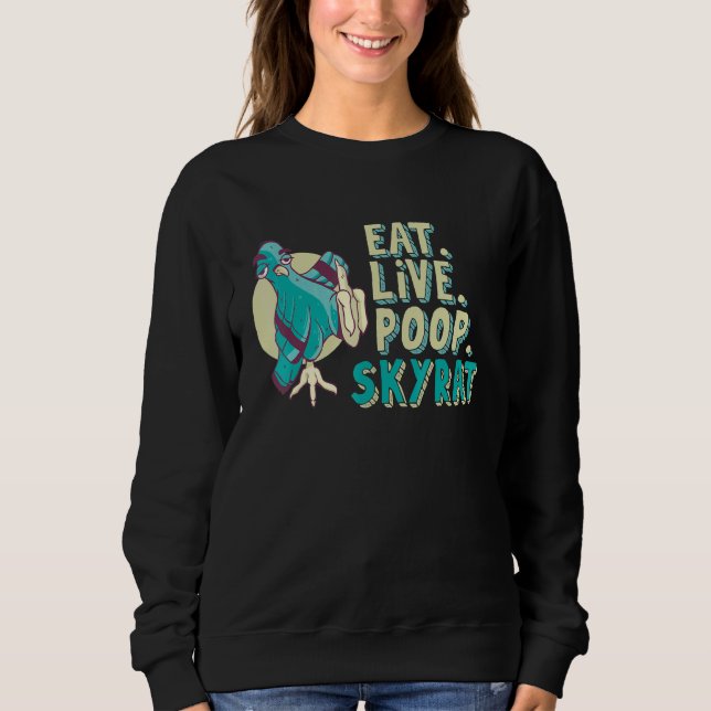 Eat Live Poop Skyrat Flying Animal Pigeon T Shirt (Framsida)