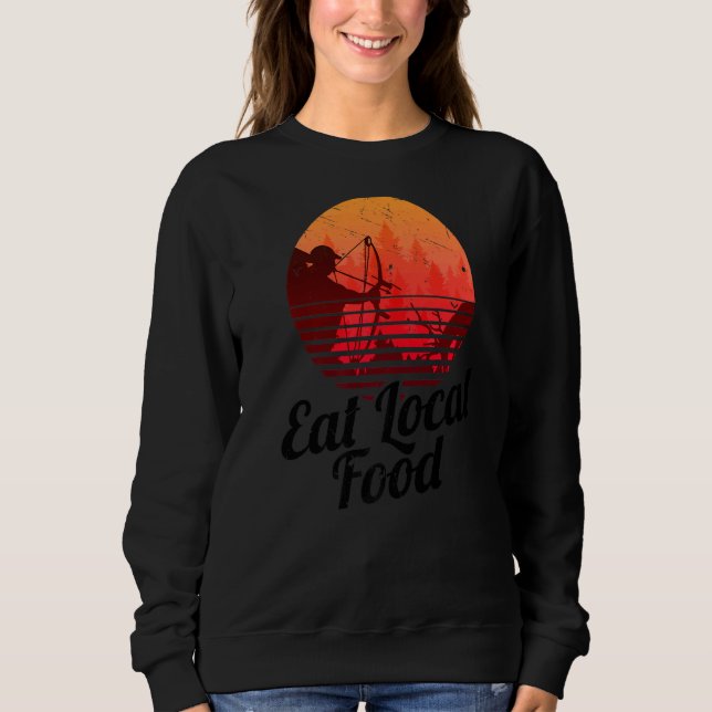 Eat Local Food Bowhun Retro Hunter 80-åring T Shirt (Framsida)