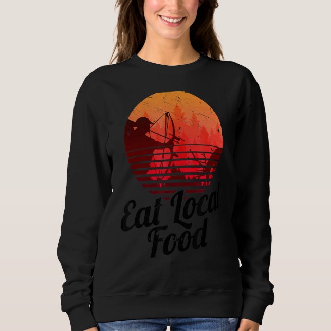 Eat Local Food Bowhun Retro Hunter 80-åring T Shirt (Framsida)